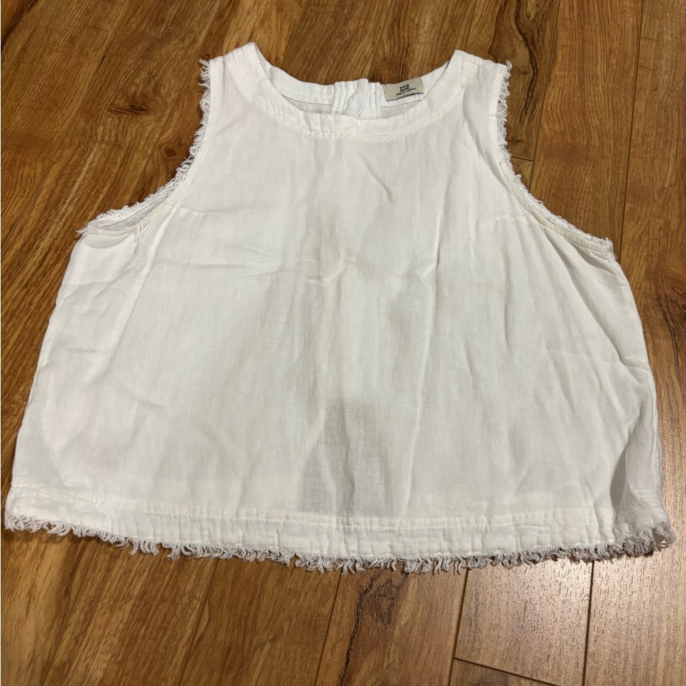 Thread & Supply Frayed Hem White Tank Top